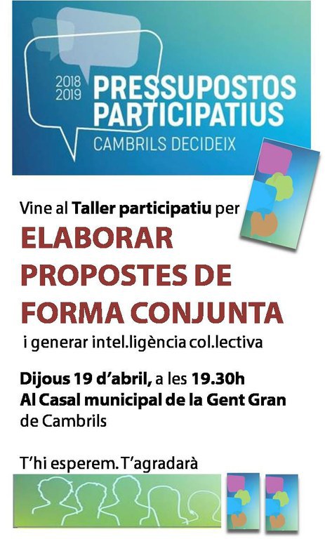 Cambrils convoca a la ciutadania a una jornada per fer propostes conjuntes als Pressupostos Participatius.