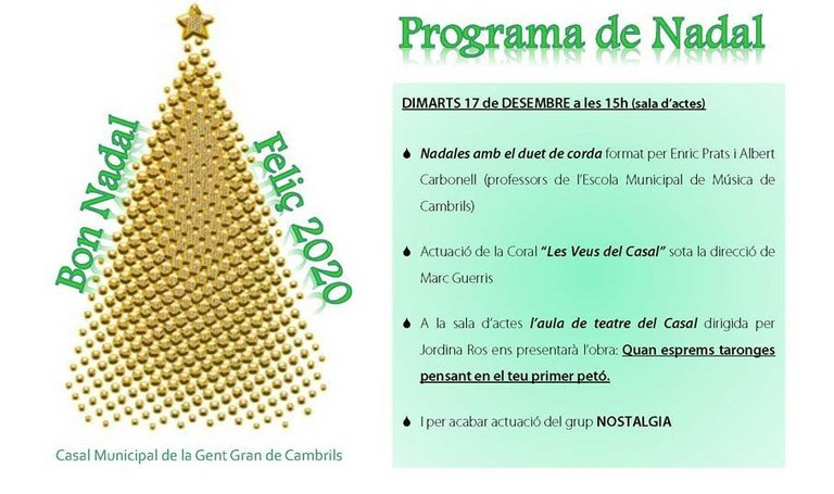 El Casal Municipal de la Gent Gran celebra la Festa de Nadal.