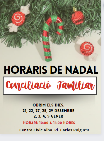 El servei de Conciliació Familiar de Cambrils amplia el seu horari durant les vacances de Nadal.
