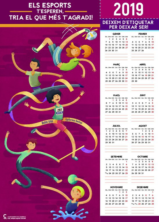 L'Ajuntament de Cambrils dedica el calendari per la igualtat a fomentar la pràctica esportiva sense prejudicis de gènere.