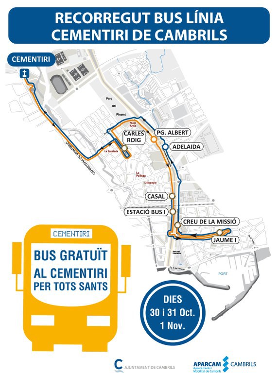 L’Ajuntament de Cambrils ofereix un servei especial d’autobús gratuït per anar al cementiri per Tot Sants.