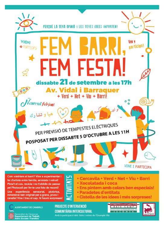 L’Eixample Vila celebra una nova festa comunitària per promoure la convivència i la cohesió intercultural .