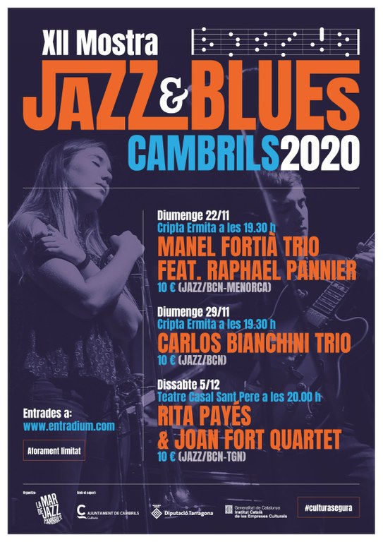 La 12a Mostra de Jazz i Blues de Cambrils manté el seu compromís amb la música amb 3 concerts de primer nivell .