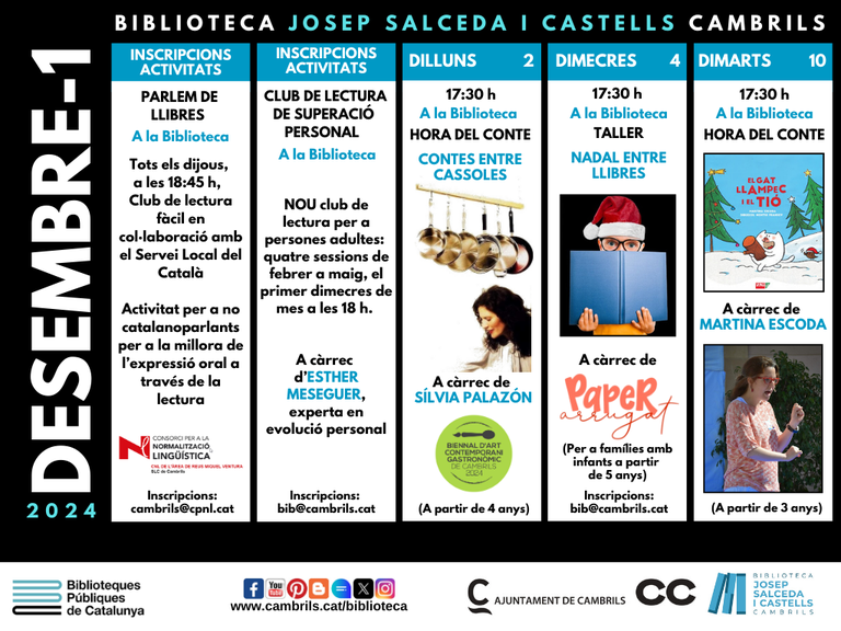 La Biblioteca de Cambrils acaba l’any amb una agenda farcida de contes, tallers, laboratoris i lectures.