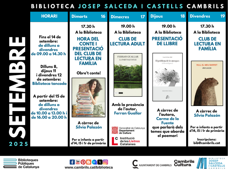 La Biblioteca de Cambrils engega el curs amb contes, poemes i clubs de lectura.