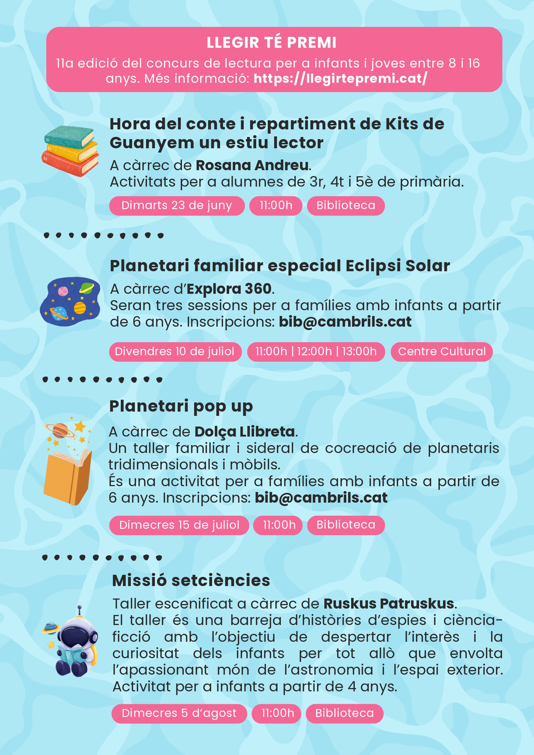 Programació de la biblioteca per l'estiu 2026