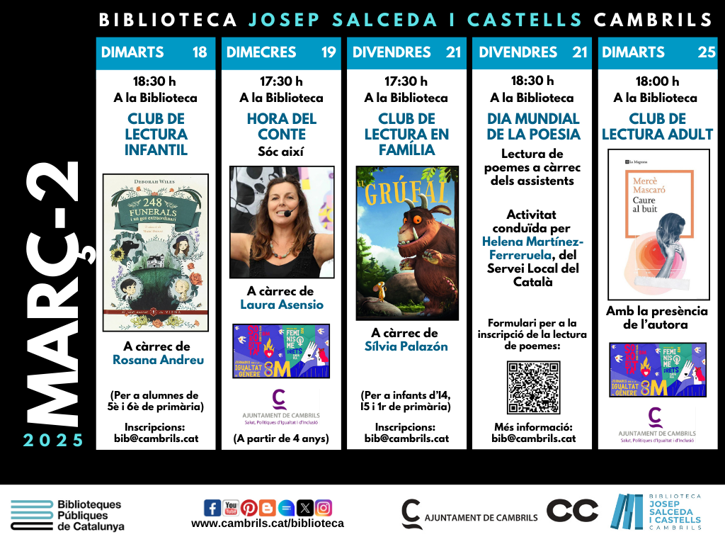 Agenda del març de la biblioteca