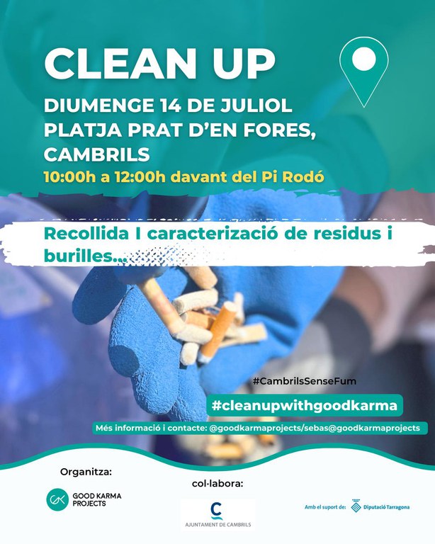 La campanya “Cambrils sense fum” continua amb quatre jornades de recollida de burilles a la platja.