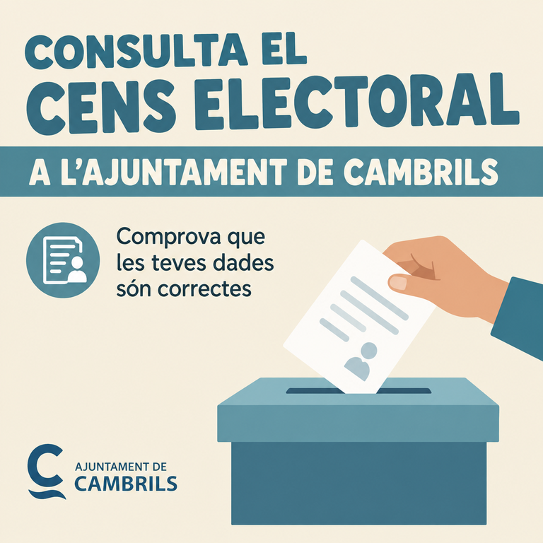 El cens electoral es pot consultar del 13 al 19 d’octubre a l’Ajuntament de Cambrils.