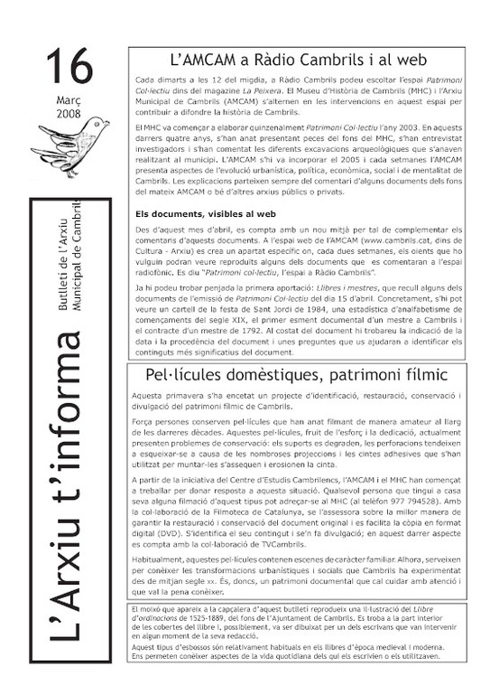 l'Arxiu t'informa 16
