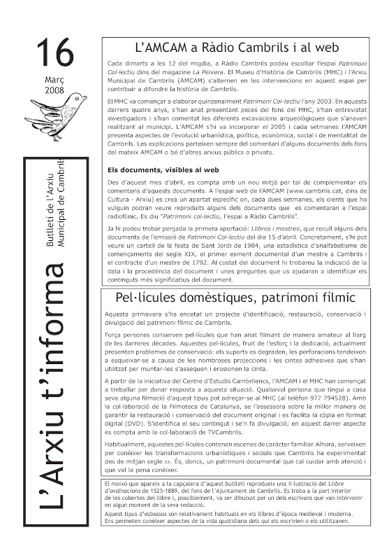l'Arxiu t'informa 16