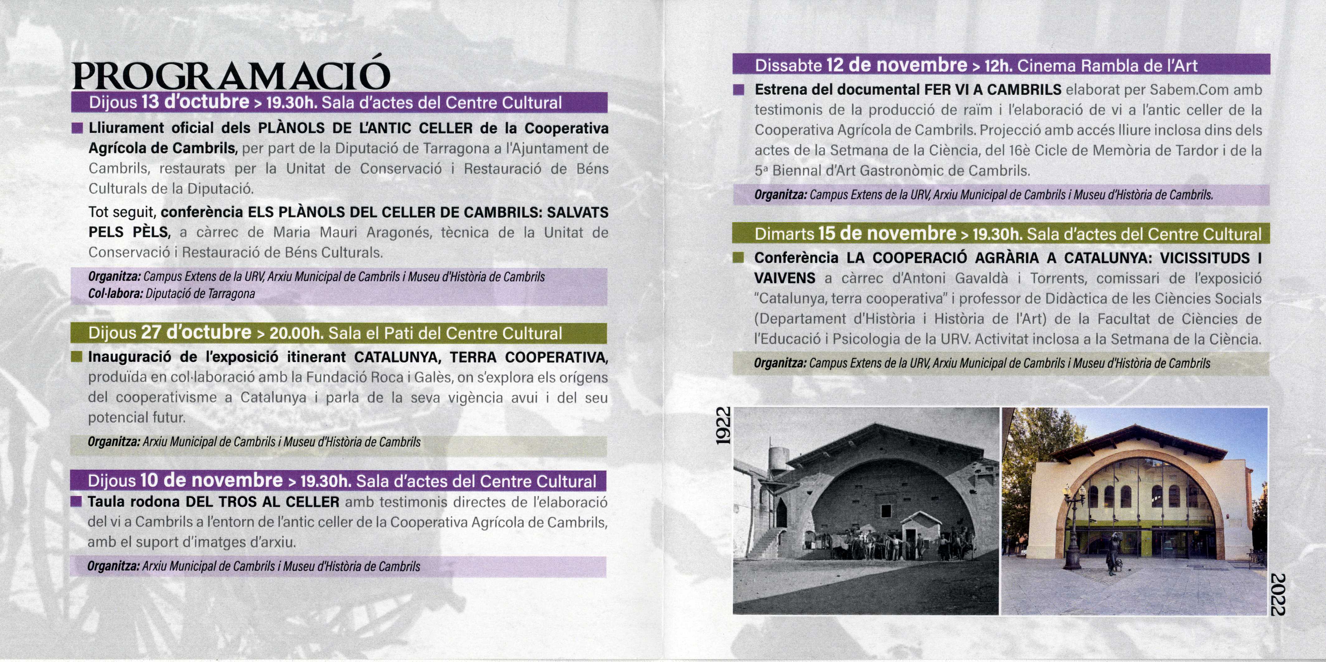 Actes cicle memòria tardor 2022 - celler