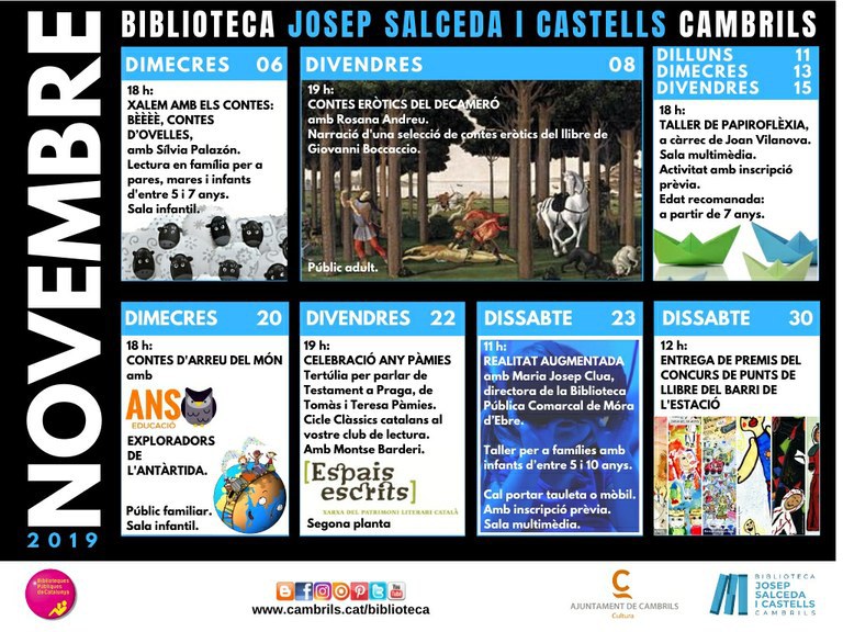 La programació de novembre de la biblioteca de Cambrils engega amb contes per petits i grans.
