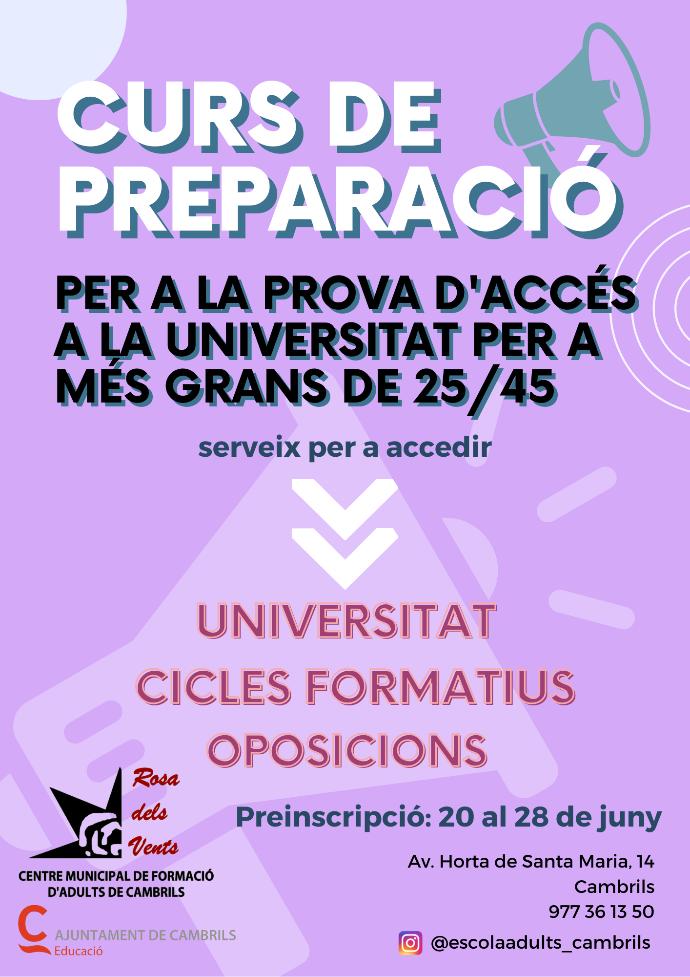 Cartell del curs d'accés a la Universitat